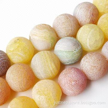 4 to 18mm round fancy mixed frosted agate semi-precious loose beads gemstone